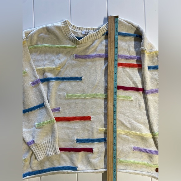 Peace Love World 100% Cotton Novelty Stitch Crew Neck Sweater, Size 1X, EUC - Picture 7 of 9